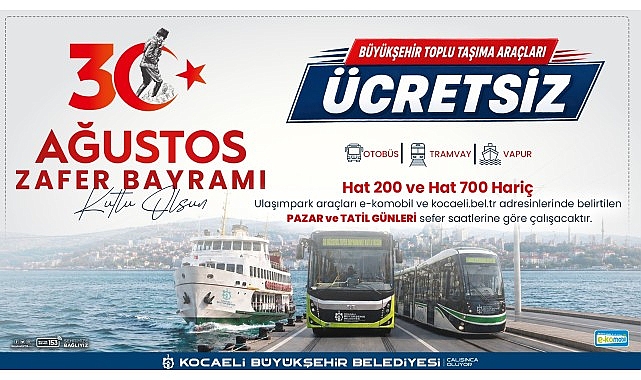Zafer Bayramı’nda Kocaeli’de ulaşım ücretsiz